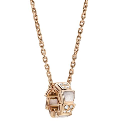 Bvlgari Rose Gold Mother Of Pearl And Diamond Serpenti Viper Necklace