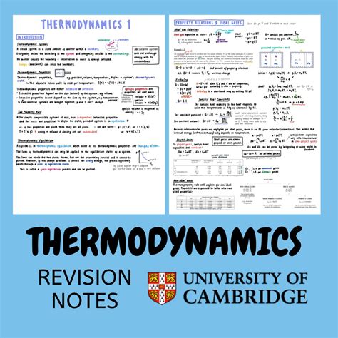 Thermodynamics Revision Notes University Of Cambridge Etsy