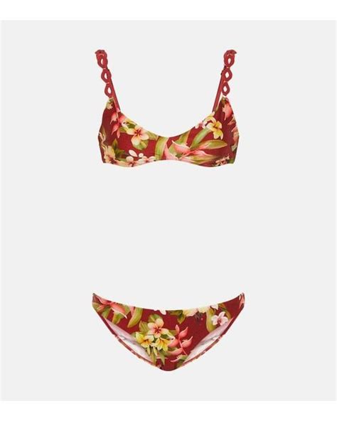 Zimmermann Lexi Floral Bikini In Orange Lyst