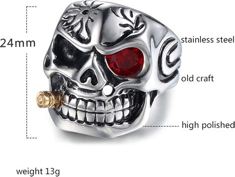 1pc Retro Punk Style Domineering Pattern Hollow Skull Ring 45 Off