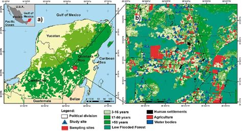 -Location of the landscape studied in the Yucatan Peninsula (a) and map ...