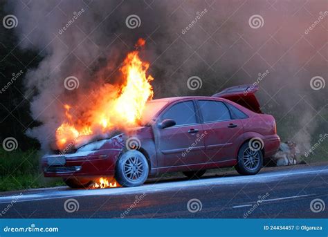 Burning Car Stock Image Image Of Loss Burning Burns 24434457