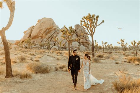 Intimate Sunset Elopement In Joshua Tree National Park Ca Yucca