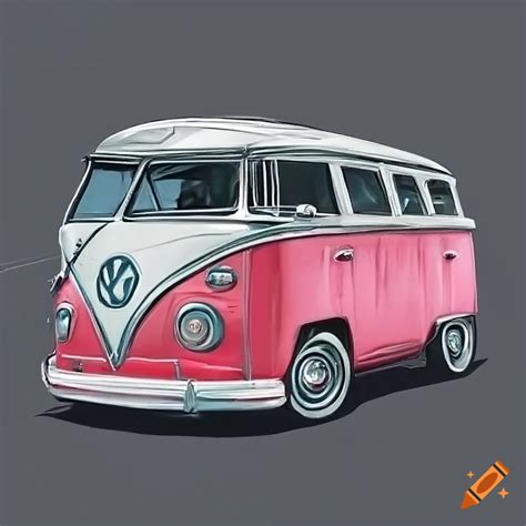 Hyperrealistic Side View Of A Colorful Vw Bus T1