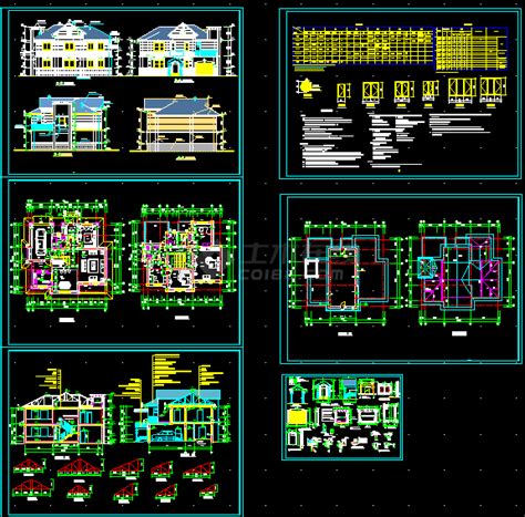 某市区16套别墅cad详细设计方案图别墅建筑土木在线