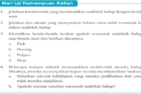 Kunci Jawaban Ipa Kelas Halaman Karakteristik Makhluk Hidup Dan