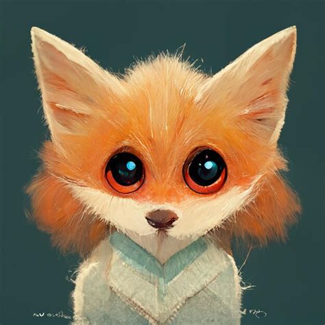 Premium AI Image | A drawing of a fox with big eyes and a sweater that ...