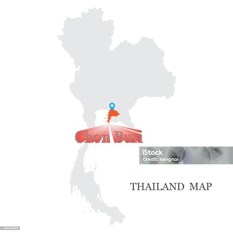 Peta Thailand Dengan Pin Peta Biru Di Provinsi Chonburi Ilustrasi Stok ...