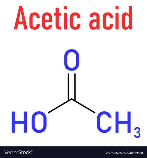 Acetic acid molecule skeletal formula Royalty Free Vector