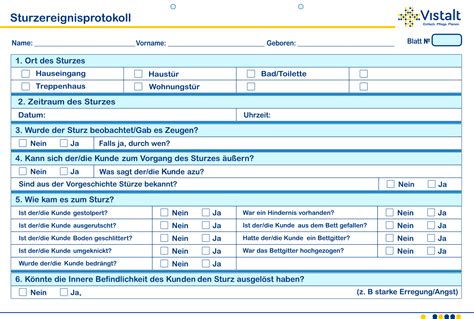 Sturzereignisprotokoll Beispiel Vistalt