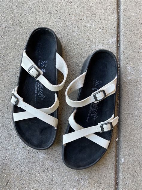 Birkenstock Tatami White Leather Sandals Straps Slide… - Gem