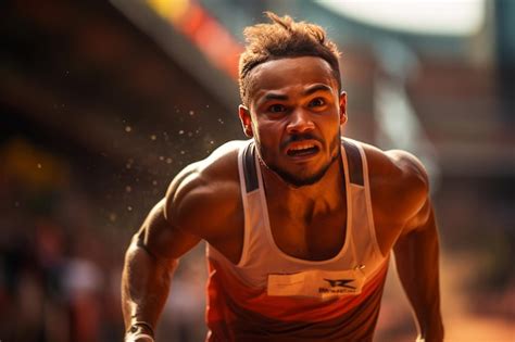 Premium Ai Image Track And Field Athlete In Action Generative Ai