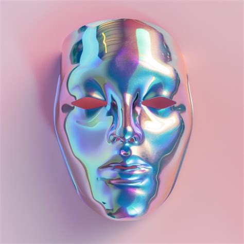 Premium Photo Futuristic Holographic Mask Abstract Graphic Design