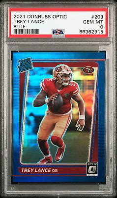 TREY LANCE 2021 Donruss Optic 150 179 Blue Prizm PSA 10 GEM MT 49ers