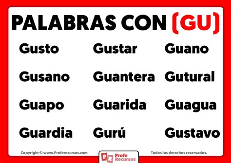 Palabras Con Gu Ejemplos Palabras Con Gu