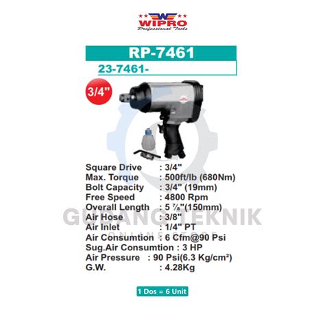 Jual Air Impact Wrench Twin Hammer Mobil Wipro Rp Alat Buka