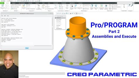 Creo Parametric Pro Program Part Assemblies And Execute Youtube