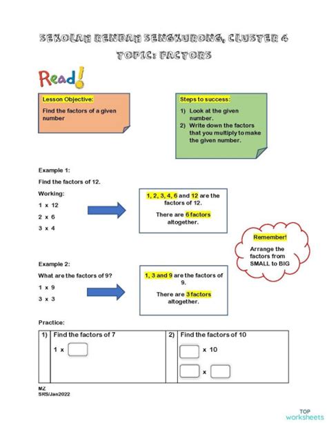 Year 6c Factors 1 Interactive Worksheet Topworksheets