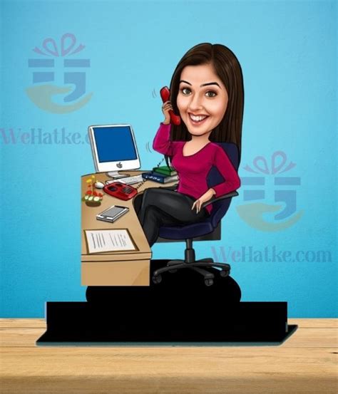 Customized caricature office working girl cutout in india- wehatke