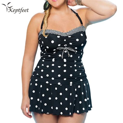 Plus Size Polka Dot Women Swimsuit Push Up Bikini Skirt Set Swimwear