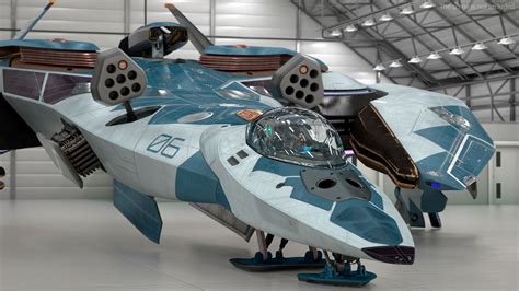 Sci Fi Fighter Jet Blue Rigged 3D Model $149 - .max - Free3D