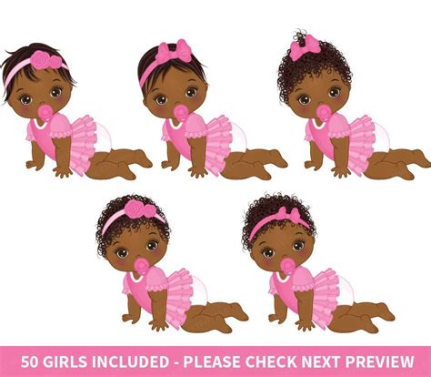 Baby Girl Clipart Vector Baby Clipart Afro Baby Clipart Newborn