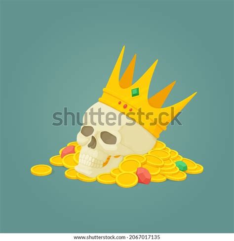 Human Skull Golden Crown On Pile Stock Vector Royalty Free 2067017135