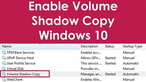 How To Enable Volume Shadow Copy Service In Windows 10 YouTube