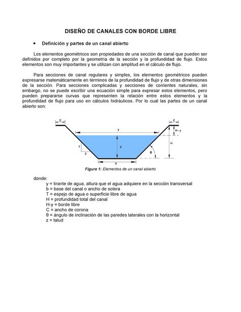 Diseño DE Canales CON Borde Libre DISEÑO DE CANALES CON BORDE LIBRE