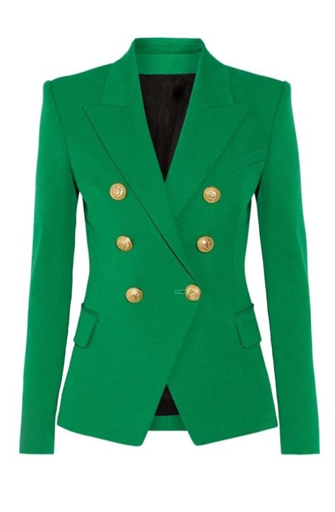 KELLY GREEN GOLD BUTTON BLAZER - GENEW US