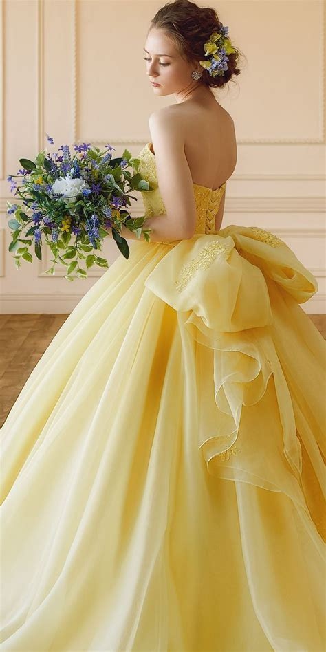 Sweetheart Yellow Tulle Ball Gown Floor Length Yellow Bridal Dress