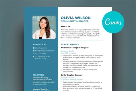 Resume Canva Template. Printables to Download. Editable - Etsy