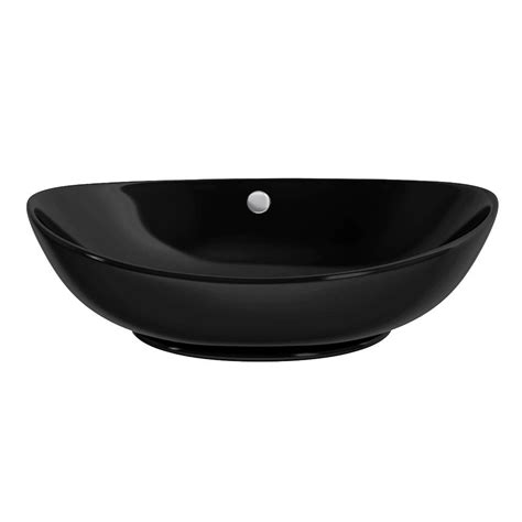 Costa Black 600mm Oval Counter Top Basin Victorian Plumbing Uk