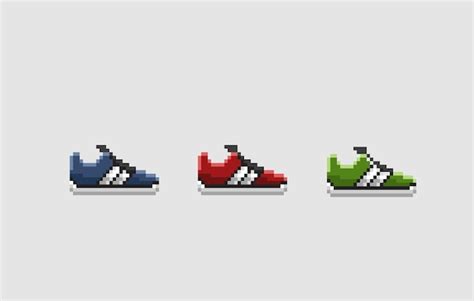 Premium Vector Shoe Set With Different Color In Pixel Art Style