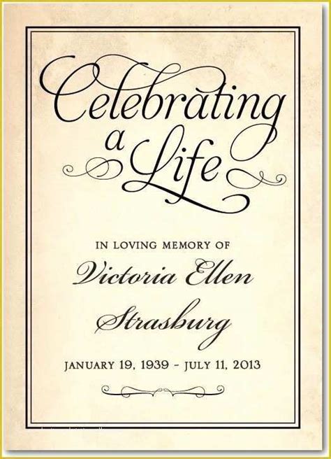 Celebration Of Life Cards Templates Free Of Celebrating A Life Prayer ...