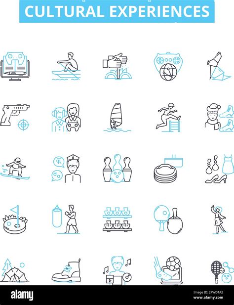 Cultural Experiences Vector Line Icons Set Heritage Art Music