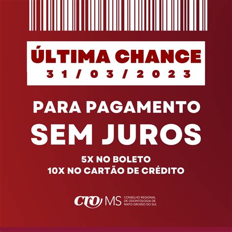 Atenção Última chance para pagamento da Anuidade 2023 sem juros CROMS