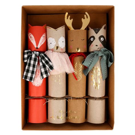 Trouva Woodland Creatures Christmas Character Crackers Set Of