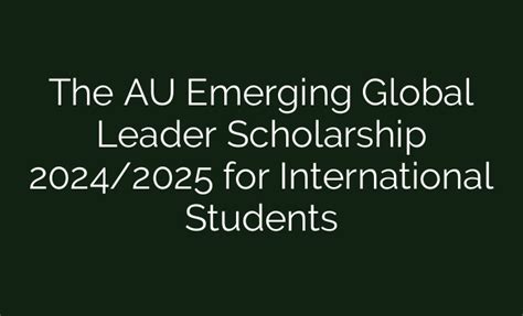 The Au Emerging Global Leader Scholarship 20242025 For International