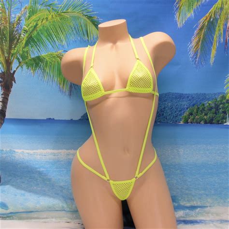 G String Slingshot Combo Bikini Choice Of Top Neon Yellow Etsy