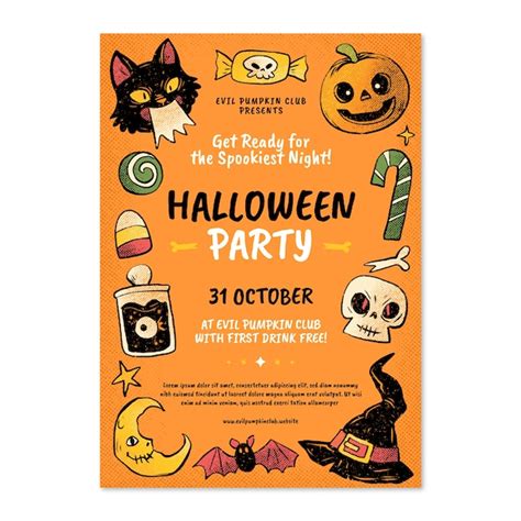 Modèle D invitation De Fête D halloween Dessiné à La Main Vecteur