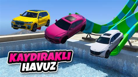 Pahalı Suv Arabalar Kaydıraklı Havuz Parkurunda GTA 5 YouTube