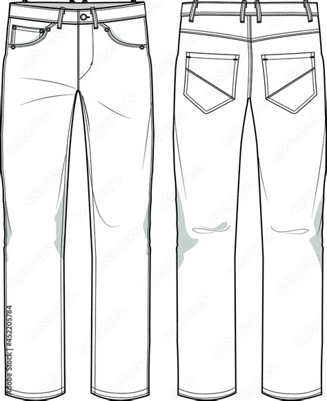 Women Denim Jeans Front And Back View Fashion Illustration Vector CAD