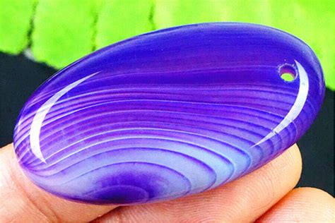 GV32937 42x23x7mm Purple White Stripes Agate Oval Pendant Bead EBay