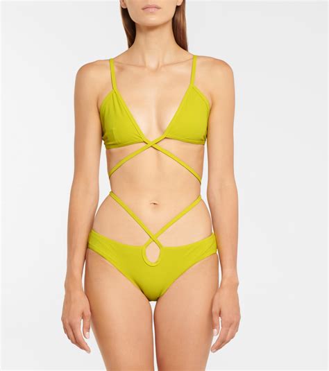 Wrapround Triangle Bikini Top In Green Christopher Esber Mytheresa