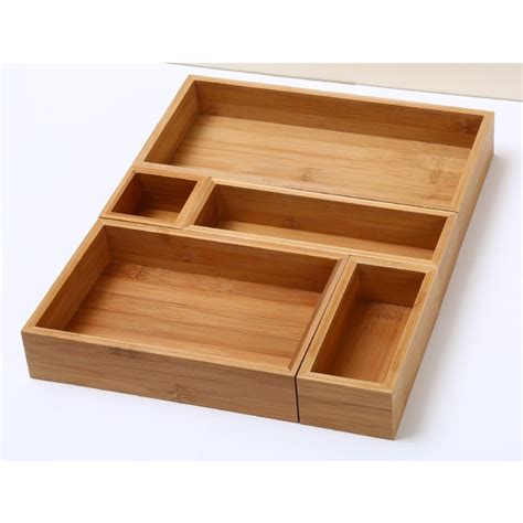 Set of 5 Bamboo Drawer Organizer Boxes - Bamboo Organizers - Storage & Organizers | YBM Home