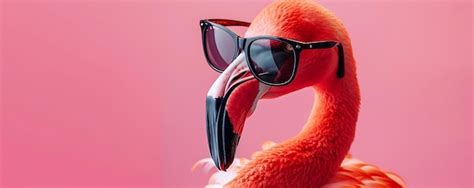 Premium Photo A Flamingo Wearing Sunglasses With A Pink Background