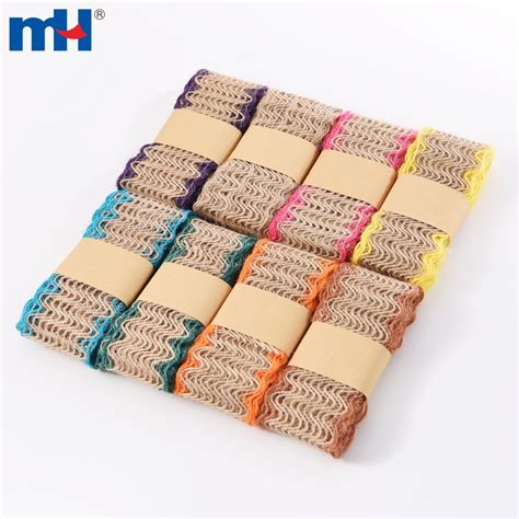 40mm Wavy Pattern Natural Jute Burlap Braided Decorative Ribbon