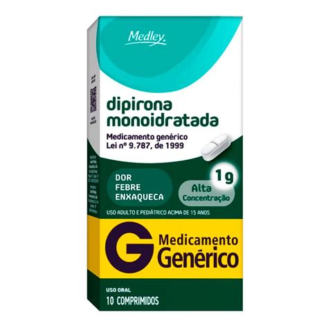 Dipirona 1g 10 Comprimidos Medley Farma Direta