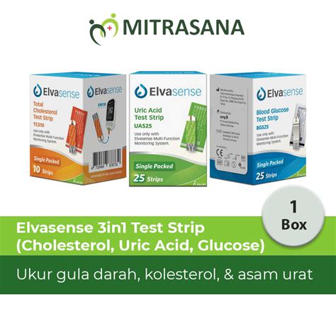 Jual Elvasense Strip Cholestrol Glucose Uric Acid Strip Alat Cek In